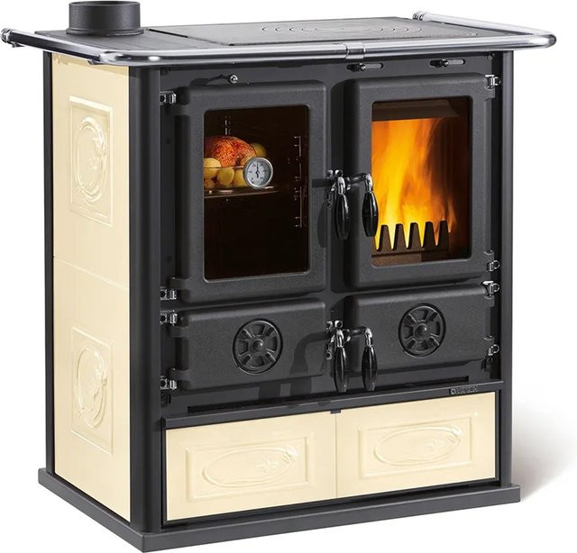 La Nordica Holzherd Rosetta Sinistra in Beige mit Keramik Panna und Naturstein, 7,9 kW - Bild 1