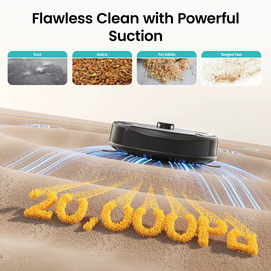 Lefant M265 Saugroboter mit Laser dToF Kartierungsfunktion, 20000Pa Saugkraft, selbstreinigende Anti-Verhedderung Rollenbürste und Hindernisvermeidung, WiFi 2.4G/5G, App-Steuerung und Smart Home Integration - Bild 6