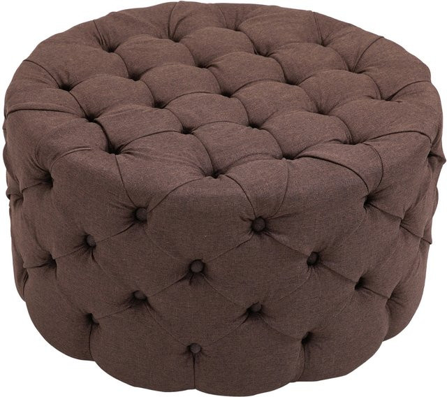 TPFLiving Sitzhocker Darcy XL aus Stoff in Braun im Chesterfield-Design - Bild 1