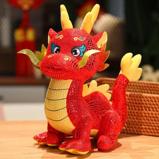 Schwanzdrachen-Stofftier, Drache Kuscheltier, Rot - Bild 1