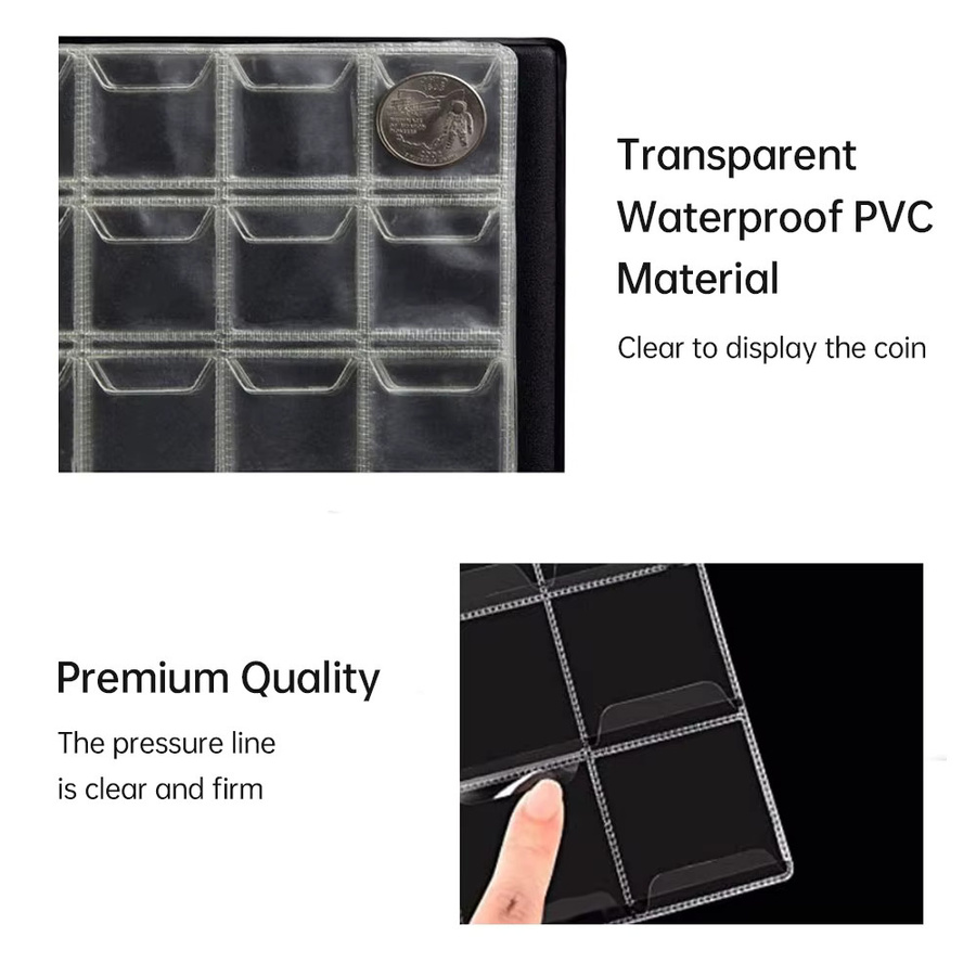 Transparenter Münzsammelhalter aus PVC mit 240 Taschen für deine 25 mm Münzsammlung in Rot - Bild 5