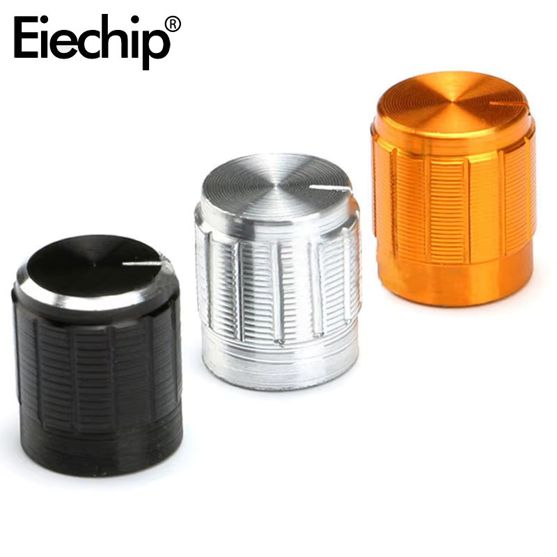 5er Set Schalterkappen aus Aluminiumlegierung in Schwarz, Silber und Gold mit Plum Blossom Design für Potentiometer und Encoder, B/B/H: 1,5 x 1,7 x 0 cm - Bild 3