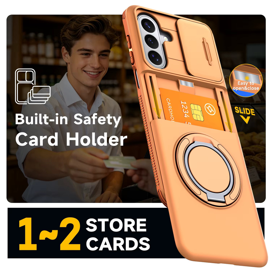 Schutzhülle für Samsung Galaxy A57 A27 A37 A17 A07 A56 A36 A26 A16 A06 A55 A35 A15 5G mit Kameraschutz und Kartenfach in Grün und Orange - Bild 2