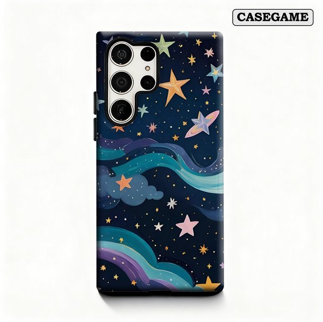 Pastell Star Waves Handyhülle für Samsung Galaxy S25 Ultra, S24 und S23 Ultra Plus, stoßfeste doppellagige Rückseite, Multicolour - Bild 1