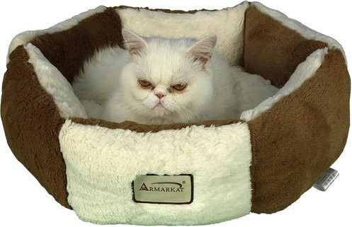 ARMARKAT Katzenbett aus Mikrofaser in Weiß/Braun, B: 60 cm, T: 20 cm, H: 60 cm - Bild 1