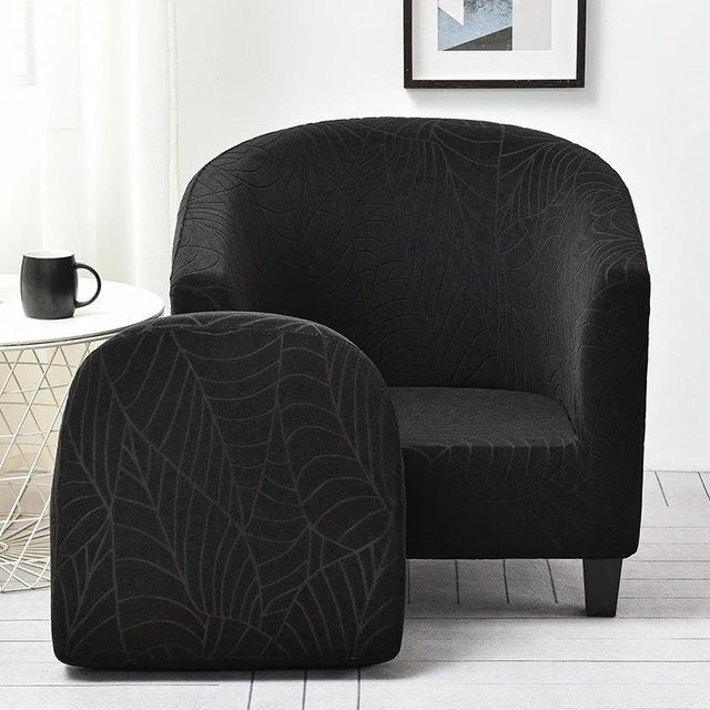 Bestbags 2-teiliger Sesselüberzug aus Jacquard in Schwarz mit floralem Muster, elastischer Stretch-Sofabezug für Ohrensessel und Wohnzimmermöbel - Bild 1
