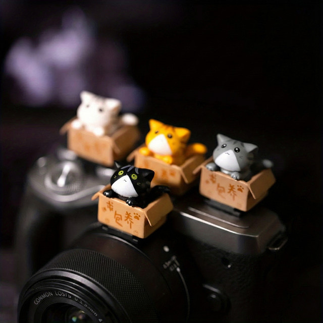 Universal Blitzschuh Abdeckung mit süßem Katzenmotiv für DSLR und spiegellose Kameras in Grau - Bild 1