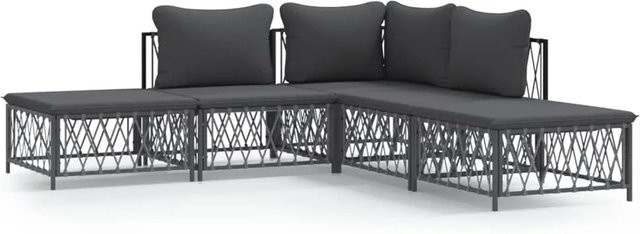 vidaXL 5-teiliges Garten-Lounge-Set in Anthrazit mit Kissen aus Textilene und pulverbeschichtetem Stahl - Bild 1