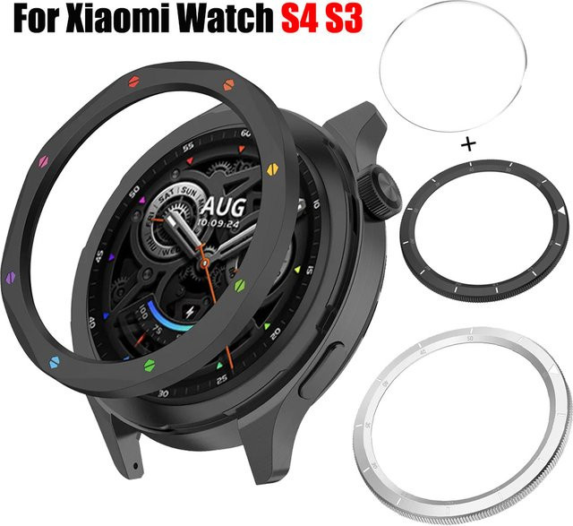 OAKCHARM Uhrengehäuse-Abdeckung Metallrahmen-Schutzring, Silber, Xiaomi Watch S4/S3 - Bild 1