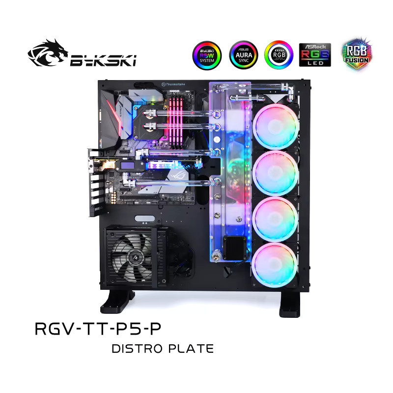 BYKSKI Acrylplatine Distro Plate für ThermalTake TT Core P5 Custom Loop Lösung, transparent - Bild 3