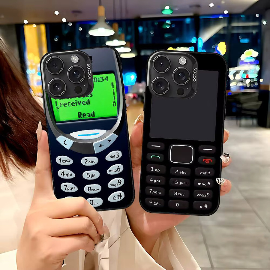 Retro Handyhülle im Nokia-Design für iPhone 11 bis iPhone 17 Pro Max Plus, stoßfeste Rückseite, Farbe: Silber - Bild 2