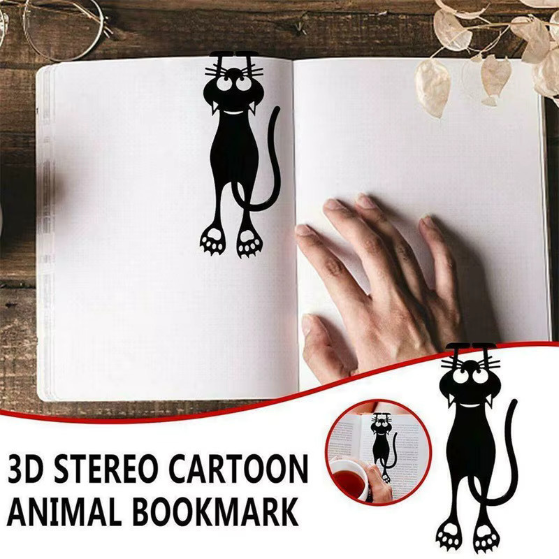 Kreatives 3D Katzen Lesezeichen aus Kunststoff in Schwarz für Büro und Schule - Bild 2