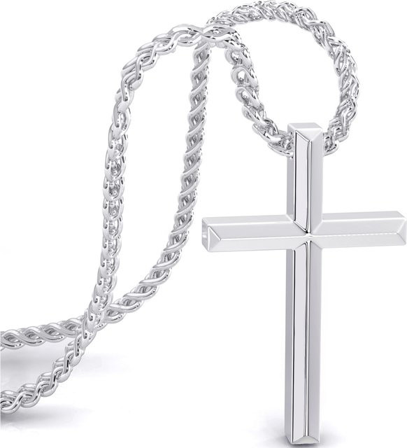 SERASAR Kreuzkette Edelstahl, Silber, 60 cm, Herren - Bild 1