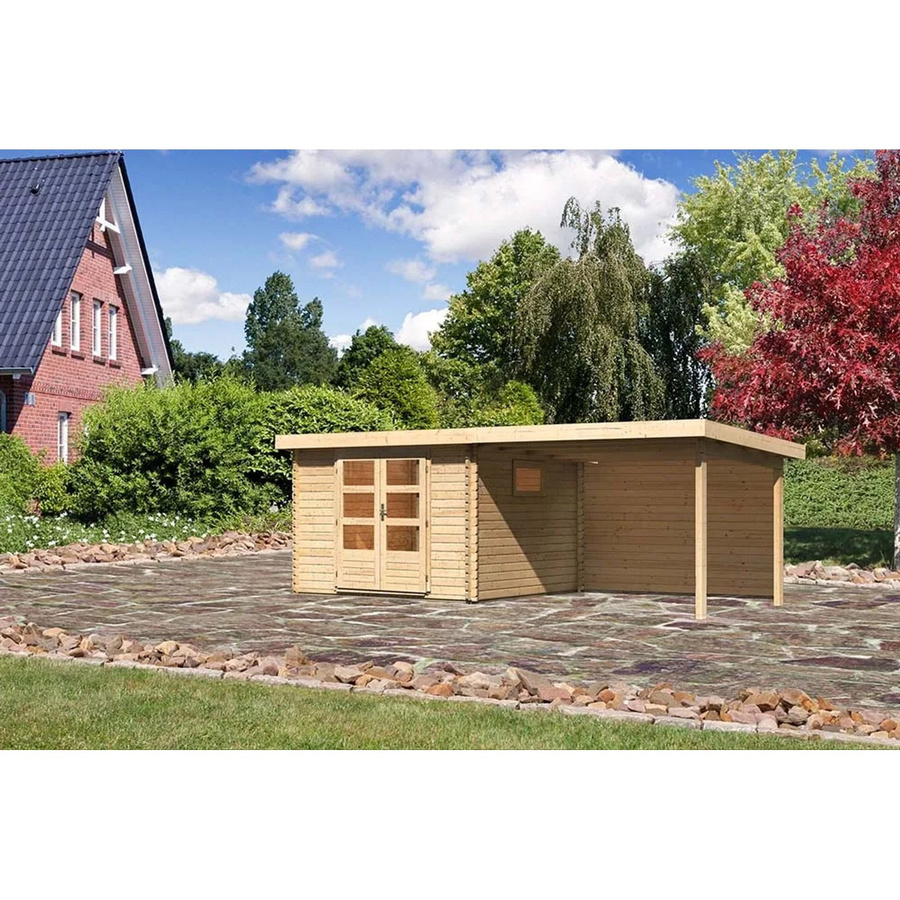 Karibu Holz-Gartenhaus Jeebel 3 in Natur mit Pultdach und moderner Blockbohlenbauweise, B/T: 282 x 282 cm - Bild 2