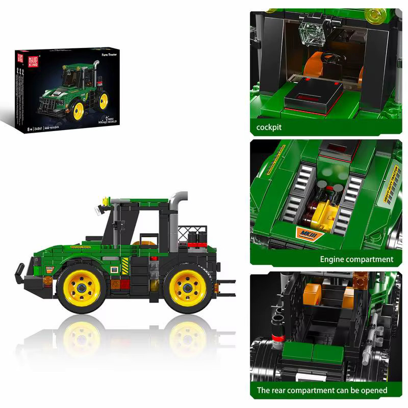 Mould King 24061 MOC Kreativer Traktor Bauernhof Fahrzeug Bausteine Set in Grün mit 466 Teilen - Bild 4