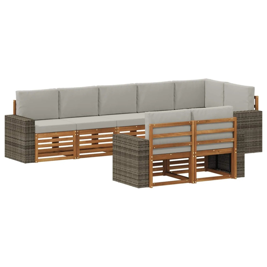 vidaXL Sofagarnitur aus Massivholz Akazie im modernen Latten-Design mit Armlehnen - Bild 2