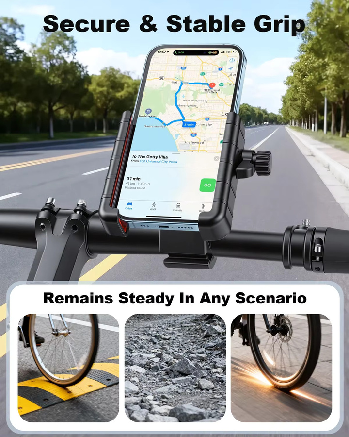 Rockbye Fahrrad-Handyhalterung 360 Grad in Schwarz für Mobiltelefone von 4,7 bis 7 Zoll, universeller stoßfester GPS-Clip für dein Fahrrad - Bild 5