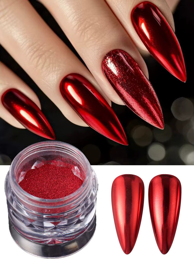 Full Beauty Nagelpulver Red Chrome, Metallic, Nagelart Dekoration - Bild 6