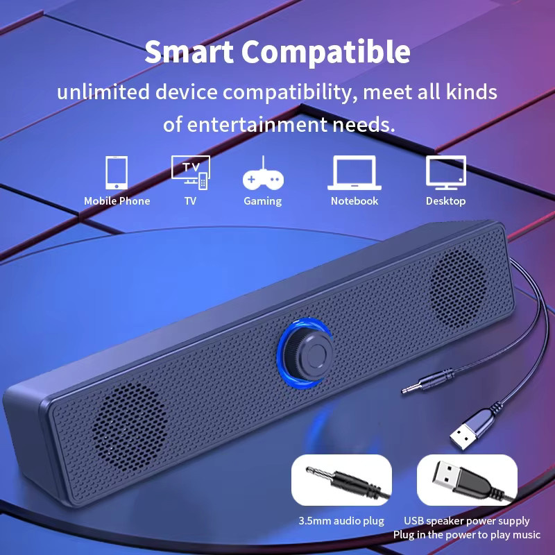 Salange Desktop-Doppellautsprecher in Schwarz mit 3D-Stereo-Sound, Bluetooth und AUX, USB-betrieben für Laptop und Fernseher - Bild 3