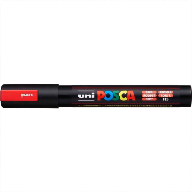 uni POSCA-Marker PC-5M Permanent Marker mit Pigmentfarbe in Neon-Rot, Strichbreite 1,8-2,5 mm - Bild 1