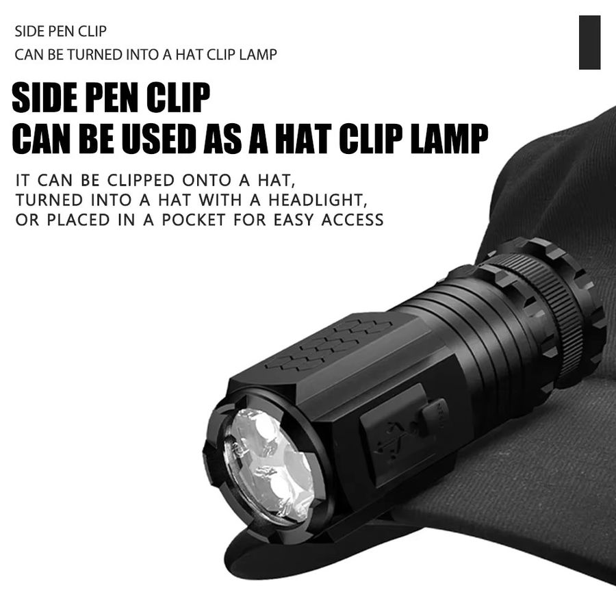 XIWANGFIRE Taktische Mini-Taschenlampe mit 3 LEDs, wiederaufladbare EDC-Taschenlampe mit Magnet und Seitenclip - Bild 3