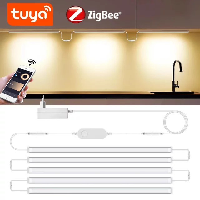 Gyarfas Smart Tuya Zigbee LED-Leuchtbalken, Linear Surface Bar in Weiß, Warmweiß, Kompatibel mit Alexa und Google Assistant, Breite: 40 cm - Bild 1