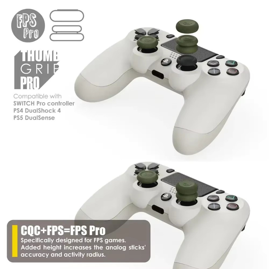 Skull & Co. Daumengriff-Set FPS CQC Joystick-Kappen in Grün für Switch Pro Gamepad, PS4 und PS5 Controller (6 Stück) - Bild 4