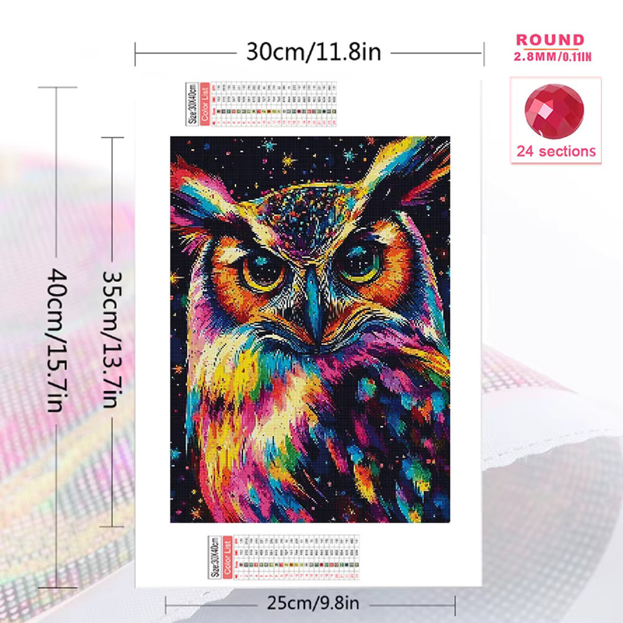 Evershine Diamant-Mosaik Eule DIY-Set als quadratisches Strass-Malerei Bild in Multicolour, Breite: 30,0 cm, Höhe: 30,0 cm - Bild 2