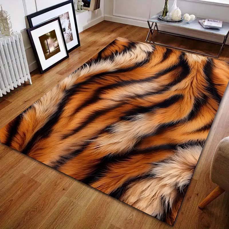 UQIDEHOME Teppich mit Tigerfell-Texturdruck in Multicolour, moderner Bereichsteppich aus Polyester, B/T: 60 x 40 cm - Bild 4