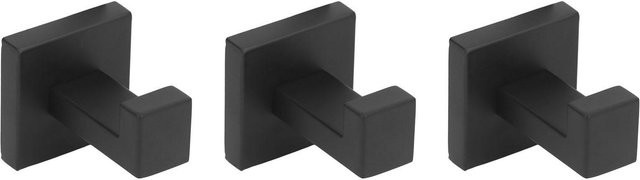 3er Set mfySpace Wandmontagehaken aus Edelstahl für Mantel und Handtuch, Silber/Schwarz - Bild 1