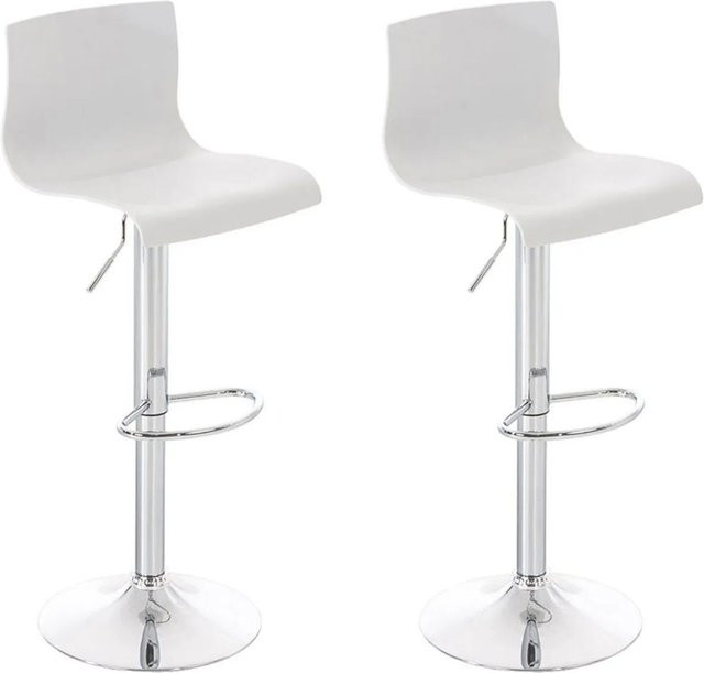 DELUKE 2er Set Barhocker PESAN in Weiß und Silber, höhenverstellbare Barstühle mit Lehne und 360 Grad Drehbarkeit, B/T/H: 39 x 36 x 84 cm - Bild 1