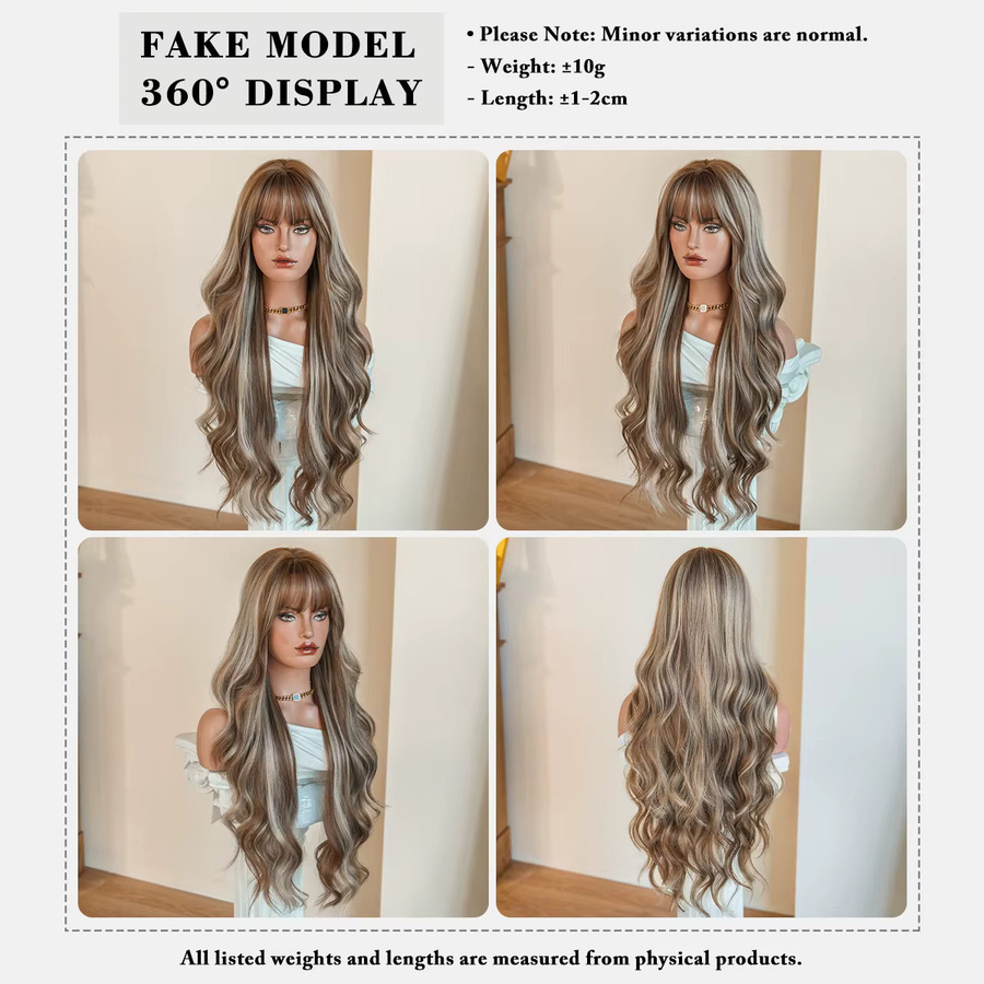 7JHH WIGS Perücke, Lange Wasserwellen, Braun Ombre Beige, Damen - Bild 5