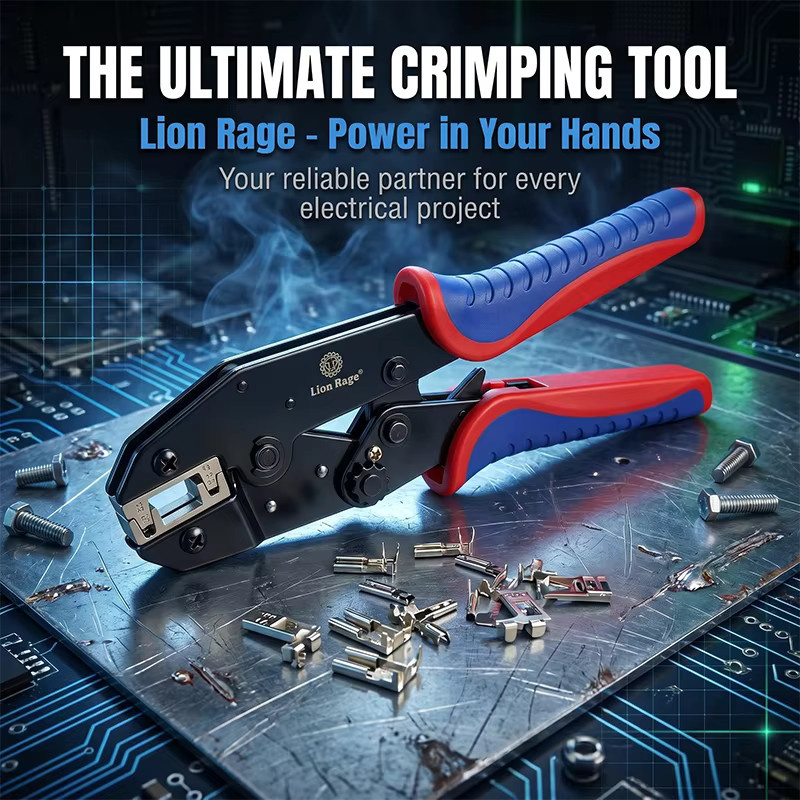 Lion Rage HS-056FL Flachkabelschuh-Crimpzange für 0,5-2,5mm² und 4,8/6,3mm gebogene Federkabelschuhe mit Ratsche - Bild 3