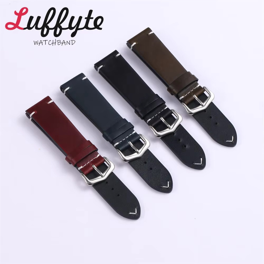 luffyte Uhrenarmband Rindsleder, Schwarz, Unisex - Bild 2