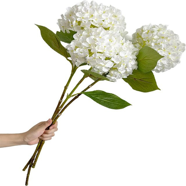 Uflower Künstliche Hortensie aus Seide, Einzelner Stiel, Höhe: 58 cm - Bild 1