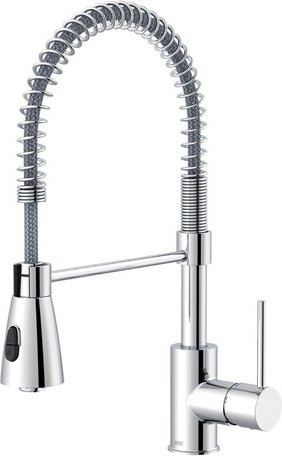 LENZ Küchenarmatur KALANI aus Messing mit Spritzfunktion und Schwenkauslauf, Chrom, Silber, 3/8 Zoll - Bild 1