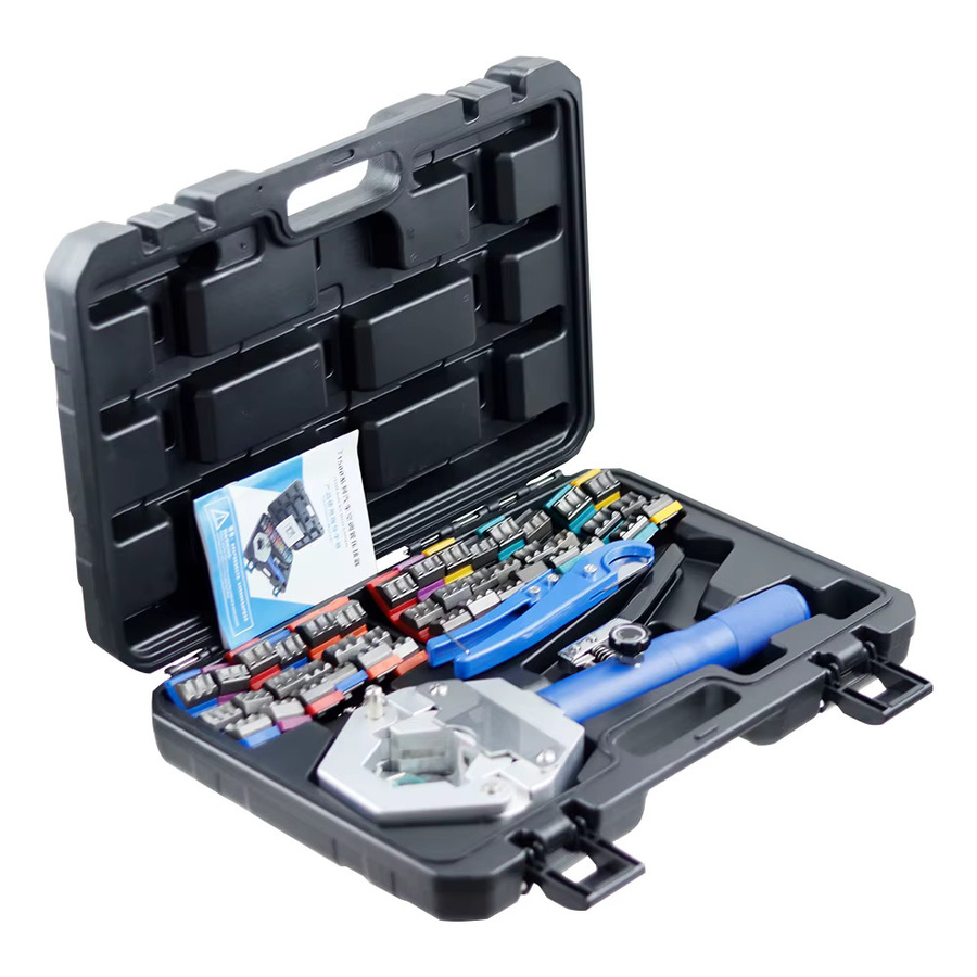 XMSJ FS-7842 Tragbares Hydraulik-Schlauch-Crimpwerkzeug Set mit 8t Hydra-Crimper in Blau für Kfz-Klimaanlagen-Wartung - Bild 3