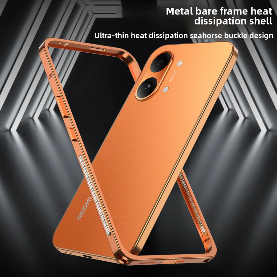 Xiaomi POCO X8 Pro / X8 Pro Max Schutzhülle mit Metallrahmen und Seepferdchen-Schnallen-Design sowie Linsenschutzring in Silber oder Orange - Bild 3