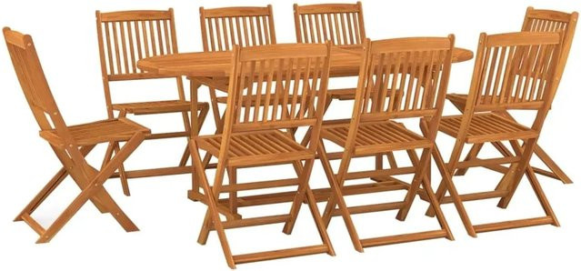 vidaXL 9-teilige Garten-Essgruppe aus Akazien-Massivholz in Braun, B/T/H: 180 x 90 x 75 cm - Bild 1