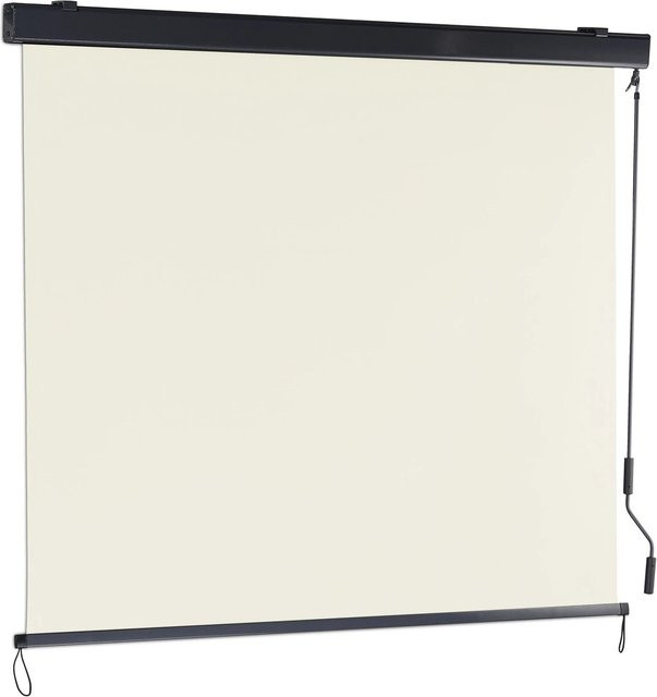 Relaxdays Senkrechtmarkise mit Kassette und Kurbel in Beige, B/H: 160 x 250 cm - Bild 1
