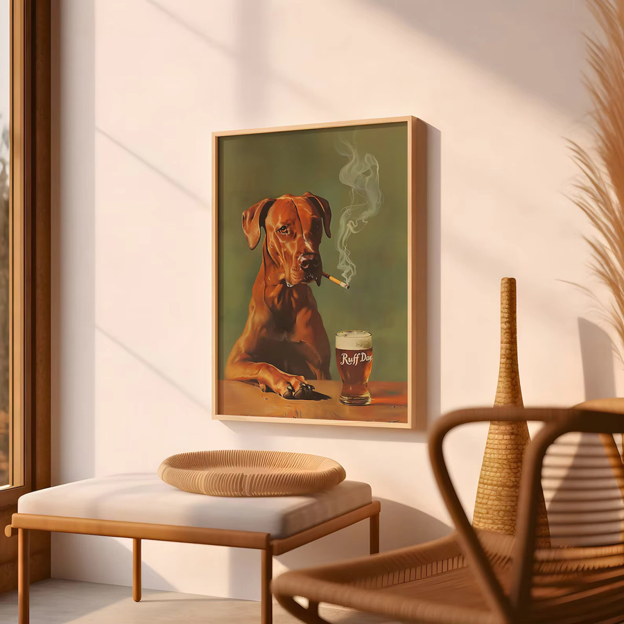 Ruff Day Vintage Poster mit lustigem Hundedruck als Retro Wanddekoration für Bar und Man Cave, Mehrfarbig - Bild 4
