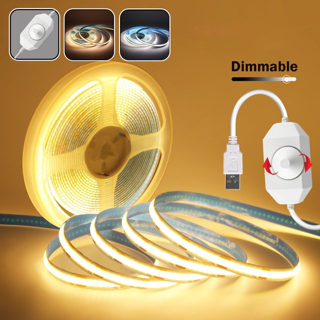 Acosh Neon COB LED-Streifen Warmweiß, 5V USB Flexibles Silikon Seil-Licht, 8mm Breite - Bild 1