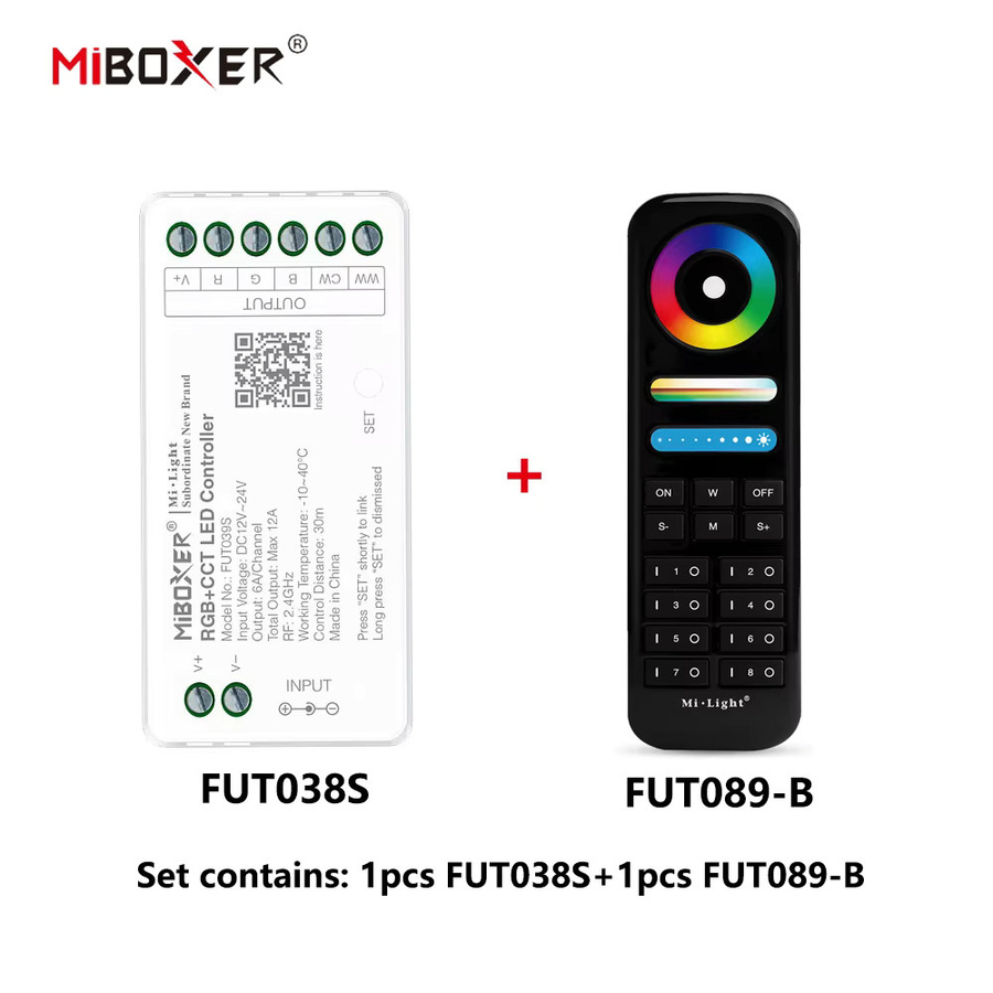 MiBoxer LED-Controller FUT038S+FUT089 RGBW für COB- und LED-Streifen, 2,4GHz RF Wireless, DC12-24V - Bild 1
