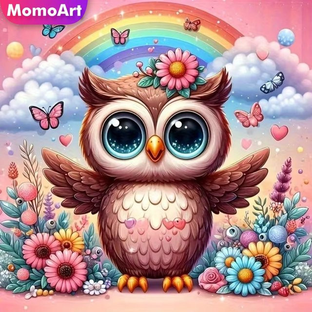 Momoart Diamant-Mosaik Eule, Diamantmalerei, Acryl, Bunt - Bild 1