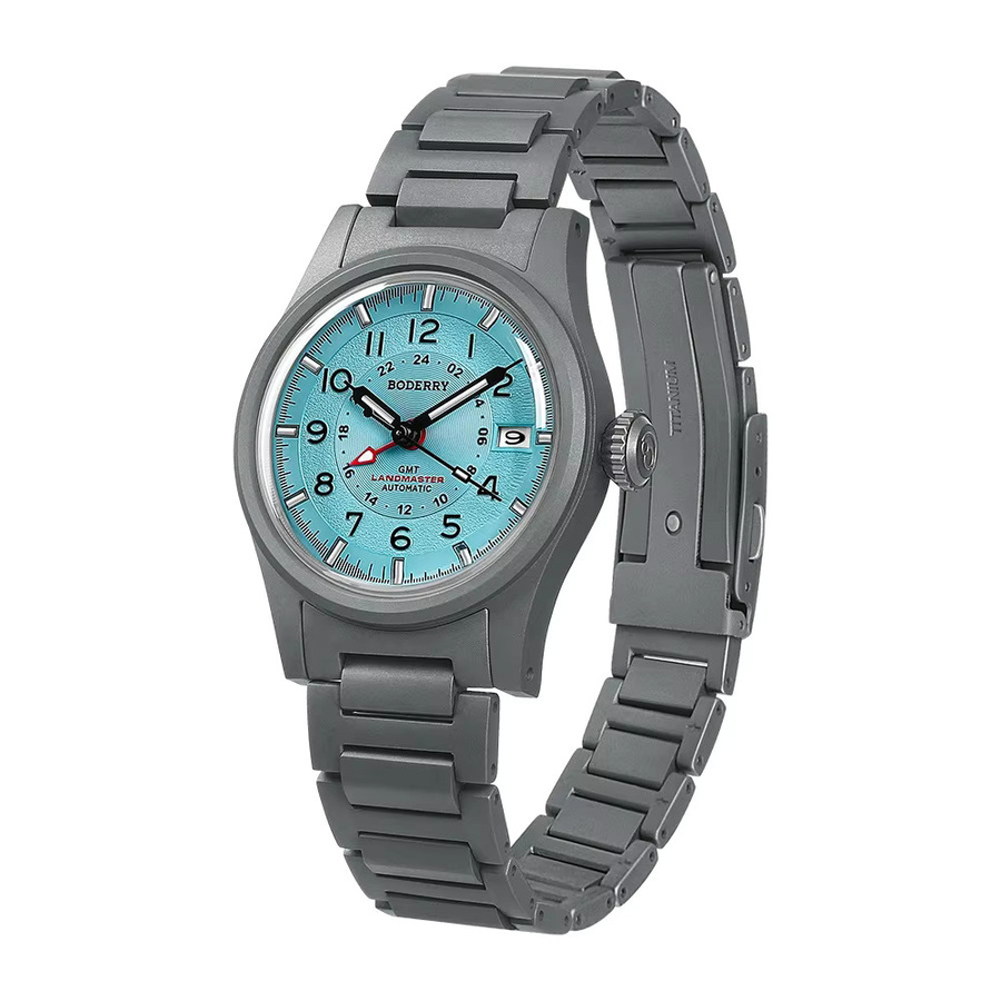 BODERRY Armbanduhr Automatik, Titan, 38 mm, Herren, Blau - Bild 1