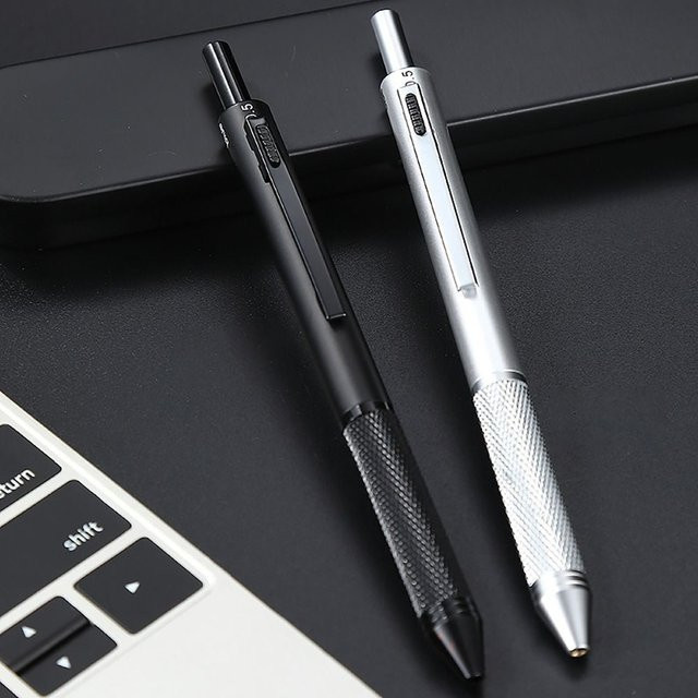 Multifunktionaler 4-in-1 Gelstift aus Metall mit Schwerkraftsensor und Druckknopf in Rot - Bild 1