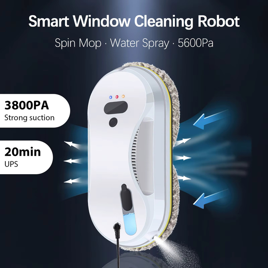 Lpnove Automatischer Fensterreinigungsroboter mit Wassersprühfunktion und Fernbedienung in Weiß - Bild 3