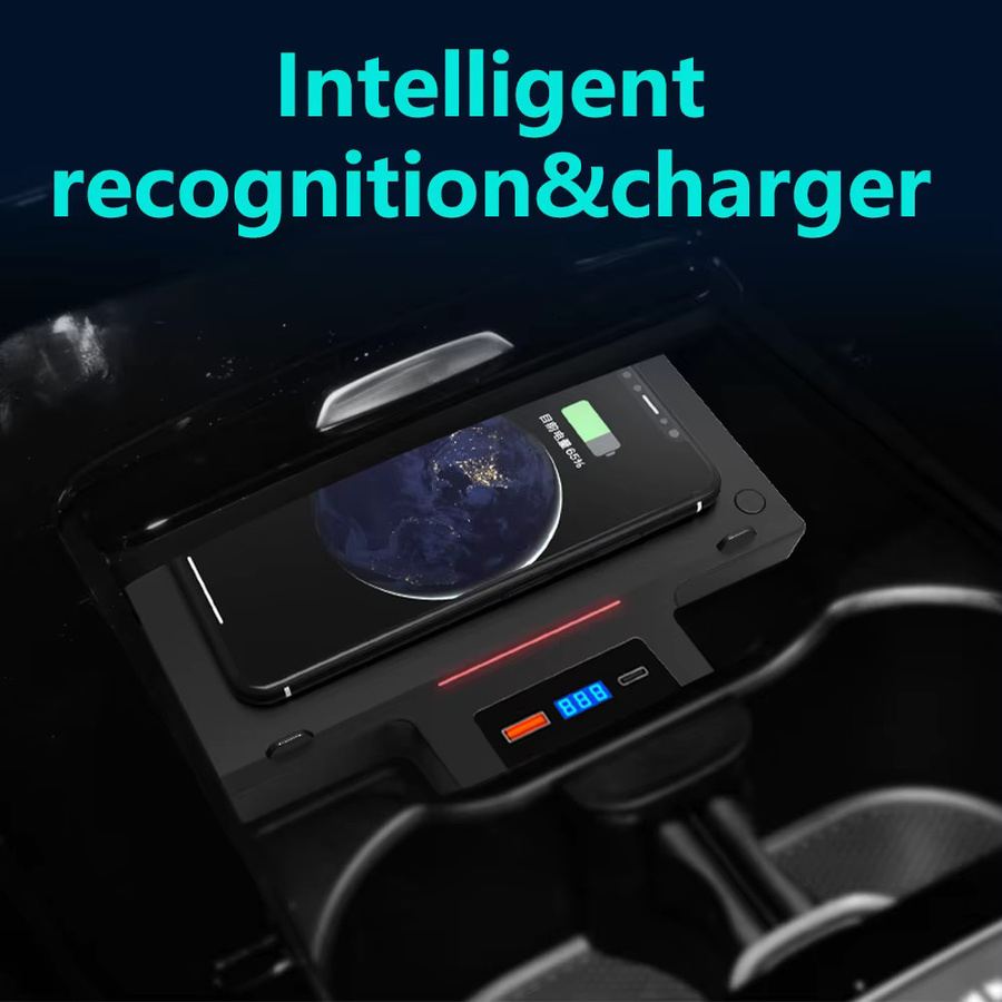 Icreative Qi 15W Schnellladepad für iPhone, kabelloses Induktionsladegerät für Mercedes Benz A-Klasse, B-Klasse, GLB, CLA, GLA, EQA, EQB (2015-2018), Schwarz - Bild 4