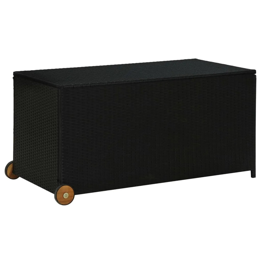 vidaXL Garten-Aufbewahrungsbox aus Poly-Rattan und Akazienholz in Schwarz, B/T/H: 120 x 65 x 61 cm - Bild 2