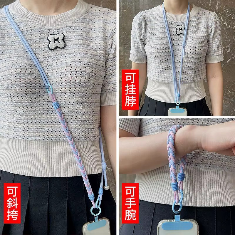 ZHANZHI 2-in-1 Handy Lanyard mit Perlen-Anhänger und verstellbarem Handgelenk-Gurt für Damen in Weiß - Bild 2